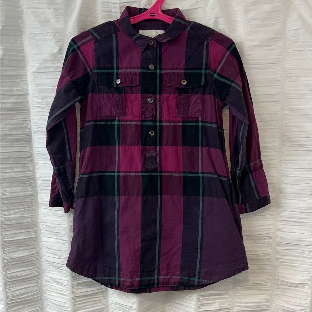 Burberry Kids Plaid Shirt in Purple and Black
